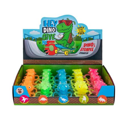 HEY DINO Dino-Figuren-Stempel GitD selbstfärbend, 5-fach sortiert