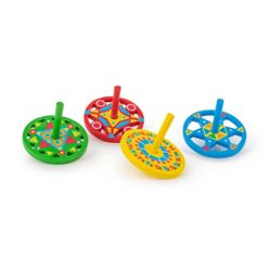 Circus Wooden Spinning Top, 4 assorted