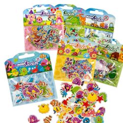 Mini sticker set of 50 pieces, 6 designs assorted