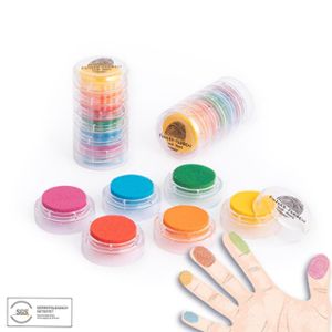 Finger stamping colours tower of 6